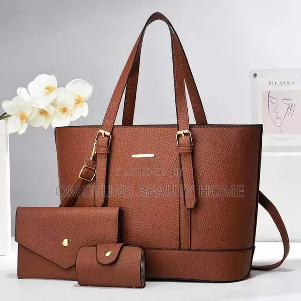 3-in-1 Adorable Large Leather Handbag - Brown - 1