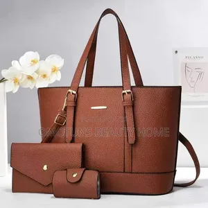 3-in-1 Adorable Large Leather Handbag - Brown