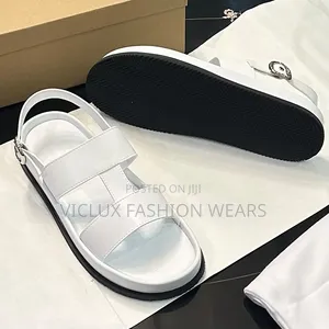 High Quality Men's White Leather Sandals