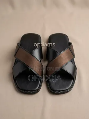 Opdams Men's Pure Leather Slippers - Black