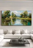 Canvas Art: Sunrise/Sunset Landscape with Rowboat - 3