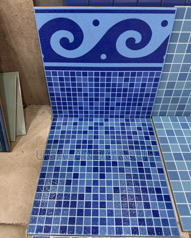 Mosaic Swimming Pool Tiles - Blue Wave Border - 1