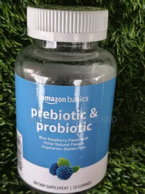 Amazon Basics Prebiotic and Probiotic Gummies, Blue Raspberry