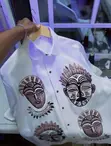 Emem Cultural Lapel Two Piece Shirt (XL, White) - 1