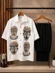Emem Cultural Lapel Two Piece Shirt (XL, White) - 2