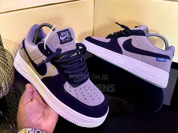 Nike Air Force 1 Grey/Black Suede Sneakers - Brand New - 1
