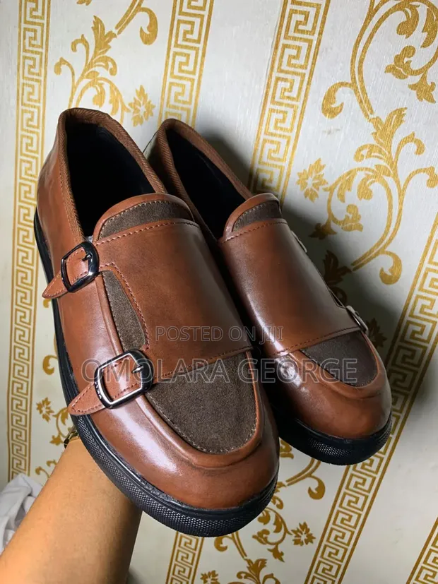 Tsteps Classic Hand-Made Derarun Kafa Guda Biyu (Brown, Girman 42) - 1