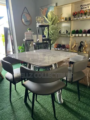 Modern 4-Seater Dining Set - Marble Look