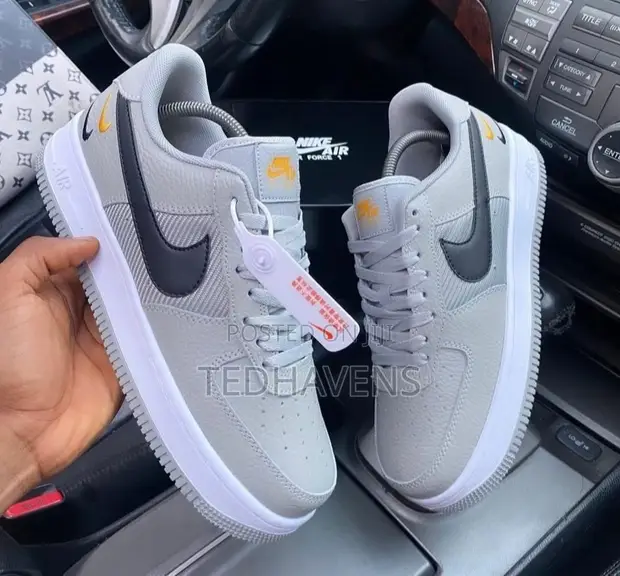 Nike Air Force 1 Low Grey Black Orange Logo - Sabon Kaya - Girman 40-45 - 1