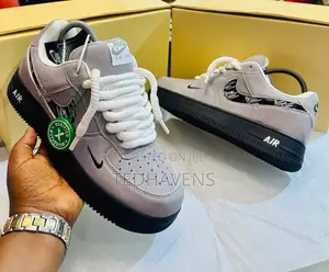 Nike Air Force 1 Grey Black Scribble Swoosh Sneakers