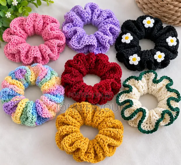 Crochet Scrunchies - Pink - 1