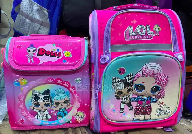 Children's School Bag and Lunch Bag for Girls (Pink) - 1