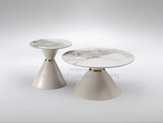 Luxury Cream Round Centre Table Set (1+1) - 1