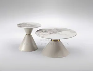 Luxury Cream Round Centre Table Set (1+1)