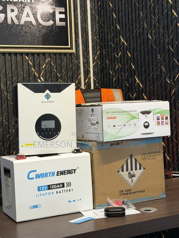 Cworth 12V 100Ah Lithium Battery + Sumry Hybrid Inverter - 1
