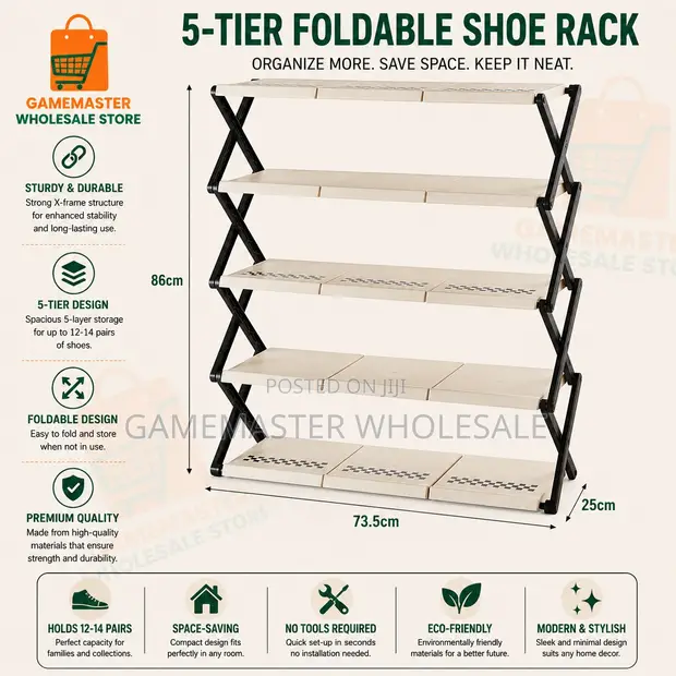 4-Tier Foldable Storage Shelf Organizer - 1