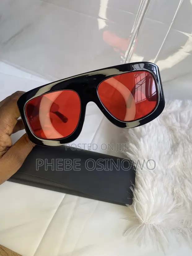 Oversized Flat-Top Sunglasses - Bold Red Lenses - 1