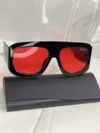 Oversized Flat-Top Sunglasses - Bold Red Lenses - 2