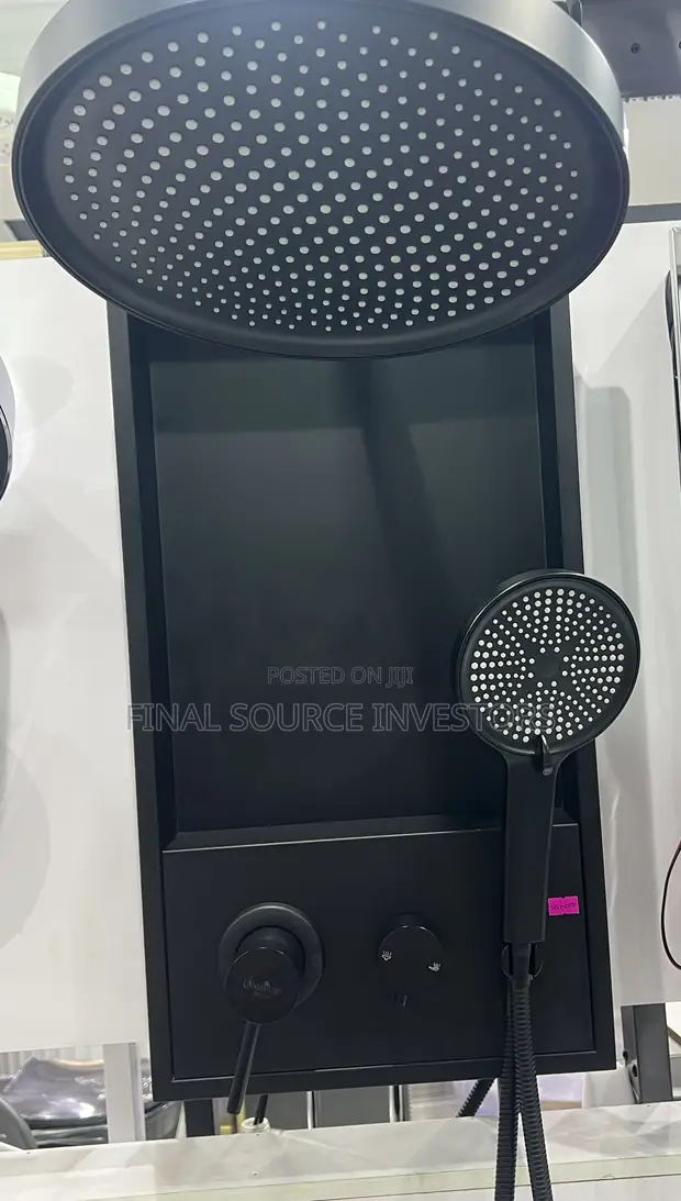 Black Matte Shower Panel with Rainfall Head - 1