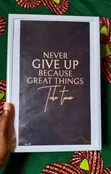 "Never Give Up" Inspirational PVC Wall Art - 2