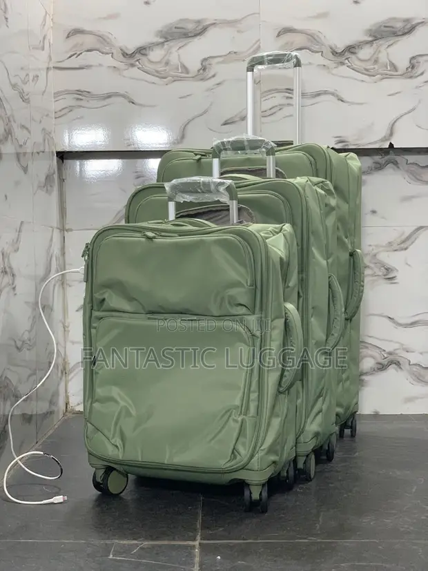 Premium 3-Piece Lightweight Fabric Luggage Set - USB Charging - 1