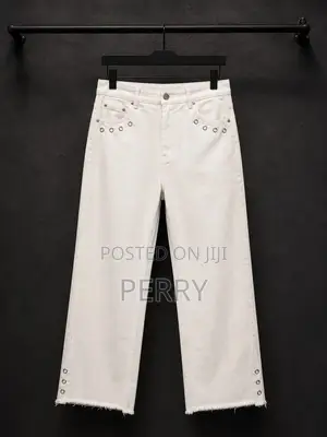 Luxury White Baggy Jean & Designer Top Set na Maza