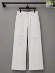 Luxury White Baggy Jean & Designer Top Set na Maza - 2