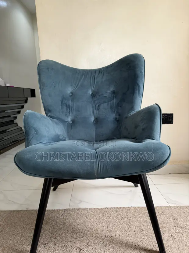 Teal Blue Velvet Accent Single Seater Chair - 1