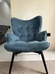 Teal Blue Velvet Accent Single Seater Chair - 1