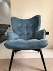 Teal Blue Velvet Accent Single Seater Chair - 2