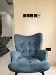 Teal Blue Velvet Accent Single Seater Chair - 3