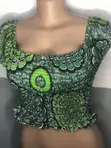 Ankara Smocked Off-Shoulder Top - Green Pattern - 2