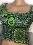 Ankara Smocked Off-Shoulder Top - Green Pattern - 5