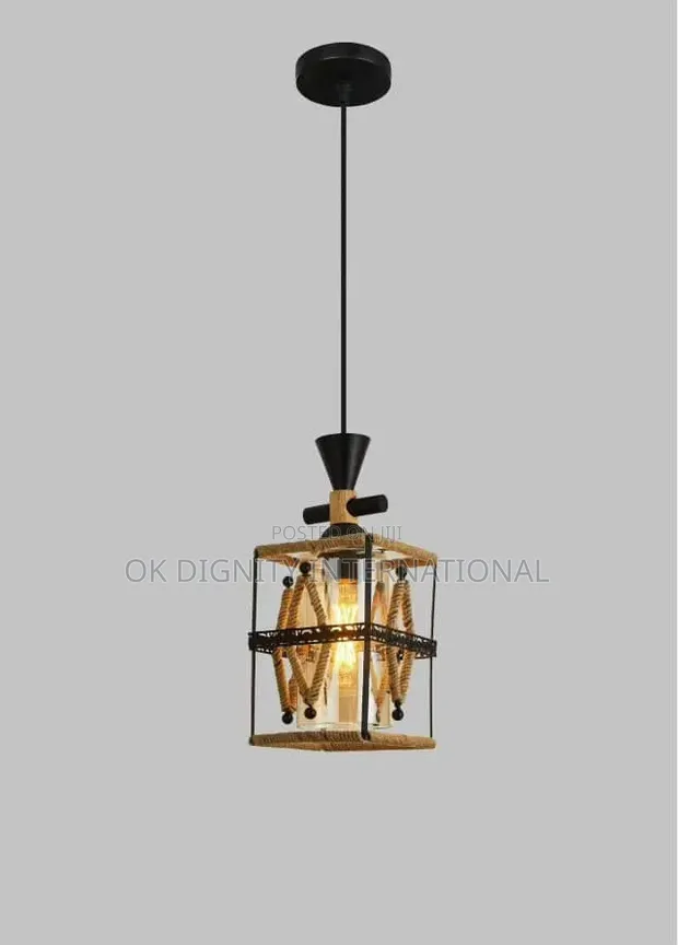 Modern Black Metal Cage Pendant Light - 1