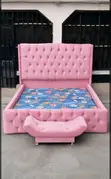 6x6 Bedframe with Ottoman, Quality Fabric - 1
