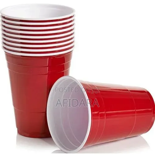 Fancy Red Disposable Cups - 100pcs, Big Size - 1