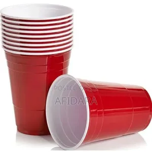 Fancy Red Disposable Cups - 100pcs, Big Size