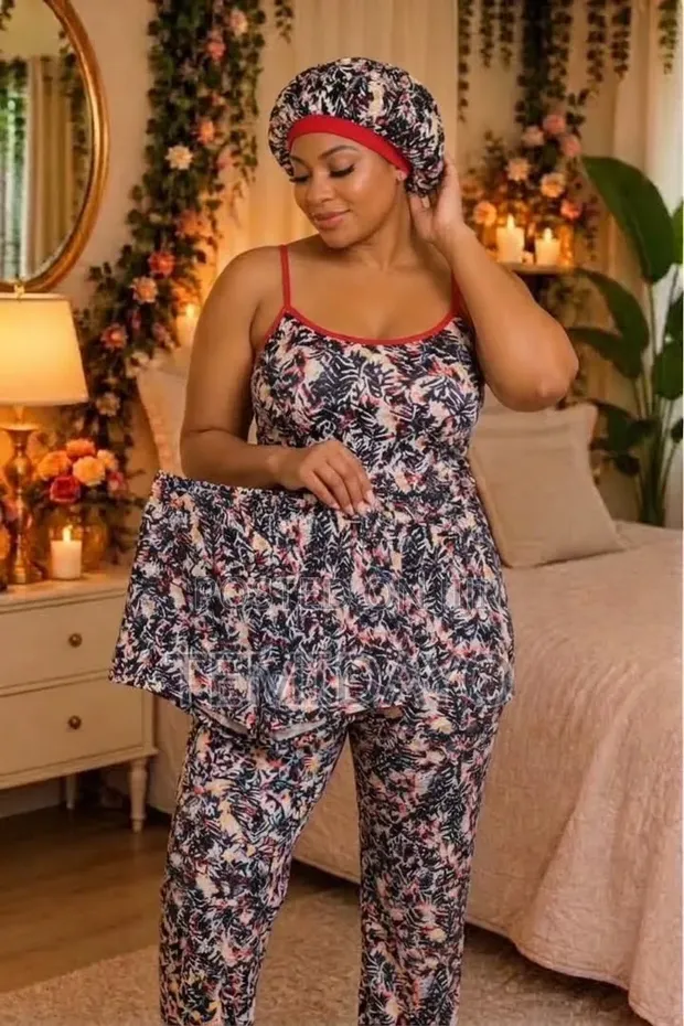 Batik 4-in-1 Classic Cotton Nightwear Set - Women's M - 1