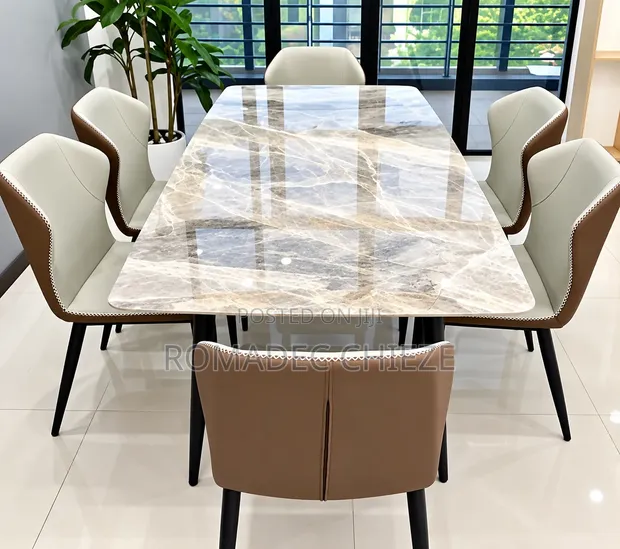 Premium Marble Top Dining Set - 6 Seater - 1