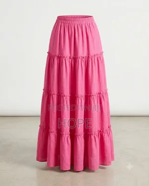 Stylish Hot Pink Tiered Cottagecore Maxi Skirt