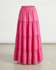 Stylish Hot Pink Tiered Cottagecore Maxi Skirt - 1