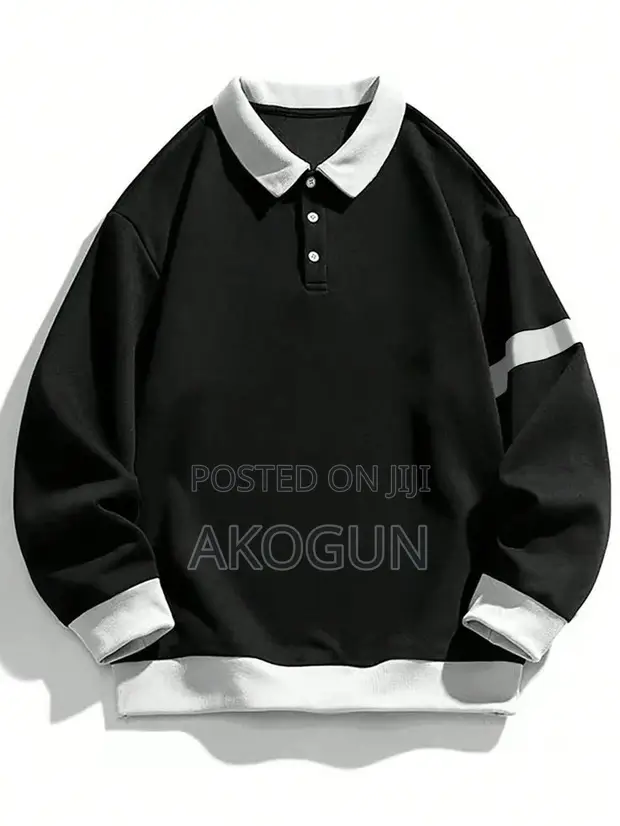 Unisex Striped Polo Sweatshirt - Premium Casual Wear - 1