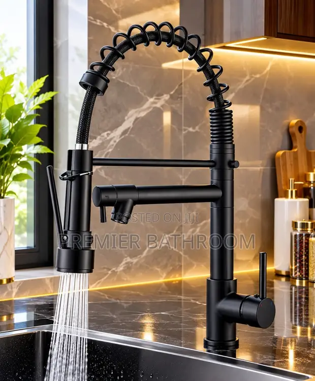 Black Sink Tap/Chain Mixer - 1