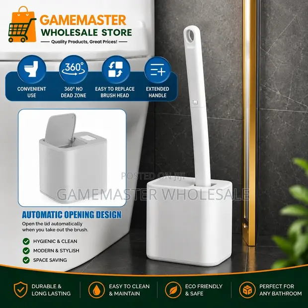 Disposable Toilet Brush with Holder - 30 Sponge Heads - 1