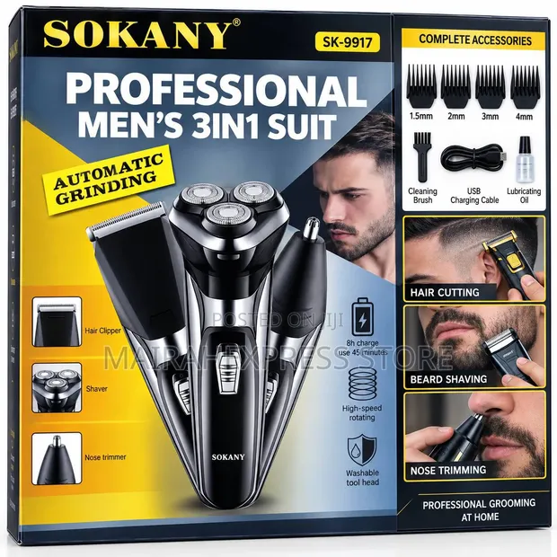 Sokany Professional 3-in-1 Kit Na Gyaran Gashin Gashi Na Maza - 1