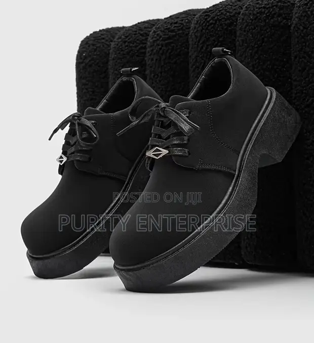 Black Derby Chunky Lace-Up Shoes - 1