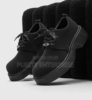 Black Derby Chunky Lace-Up Shoes