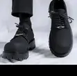 Black Derby Chunky Lace-Up Shoes - 2
