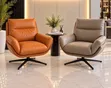 Modern Leather Swivel Accent Chair - Luxury Single Sofa Armchair - 1