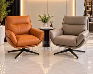 Modern Leather Swivel Accent Chair - Luxury Single Sofa Armchair
